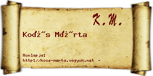 Koós Márta névjegykártya